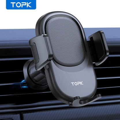 TOPK Phone Mount For Car Phone Holder Cell Phone Holder Hands Free Phone Stand For Car Vent Phone Mount Fit Smartphone Universal