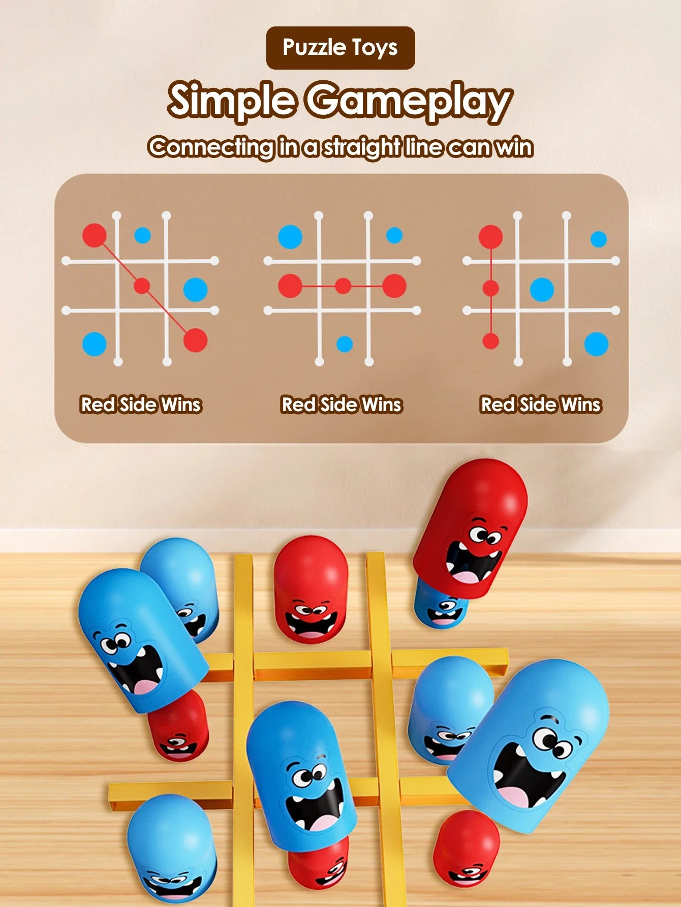 Table Board Intelligence Montessori Games Intellectual Gobble Game Three In A Row Children Toys Kids Gifts Fun parent-child game