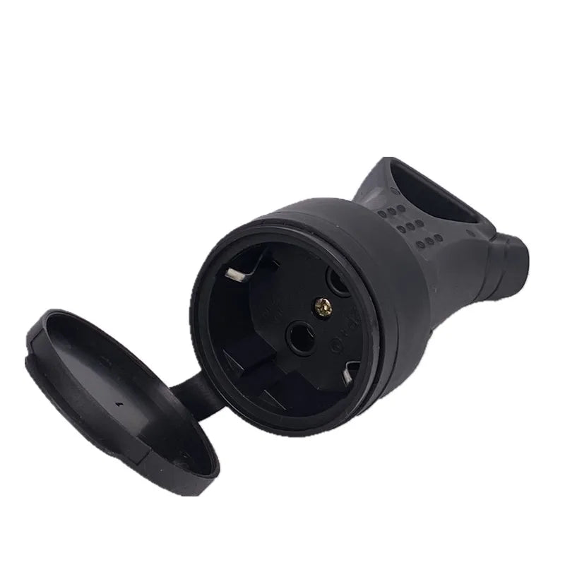 EU Rubber Waterproof Socket Plug Electrial Grounded European Connector With Cover IP54 For DIY Power Cable Cord 16A 250V