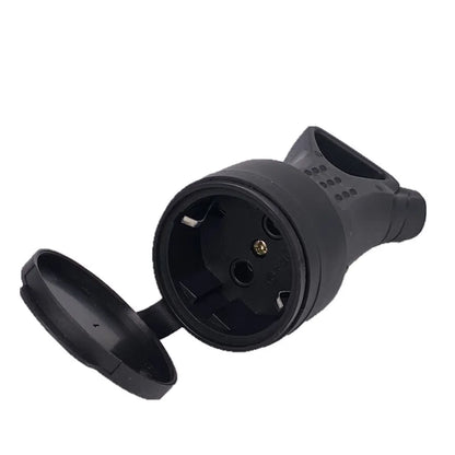 EU Rubber Waterproof Socket Plug Electrial Grounded European Connector With Cover IP54 For DIY Power Cable Cord 16A 250V