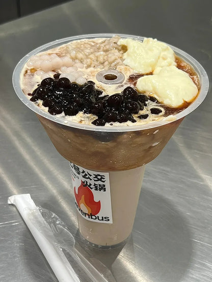 2PCS 2In1 Drink Snack Cup Bowl Bubble Milk Tea Fruit Portable Cups Stadium Tumbler Desserts Fondue Coke Water Bottle Adults Kids