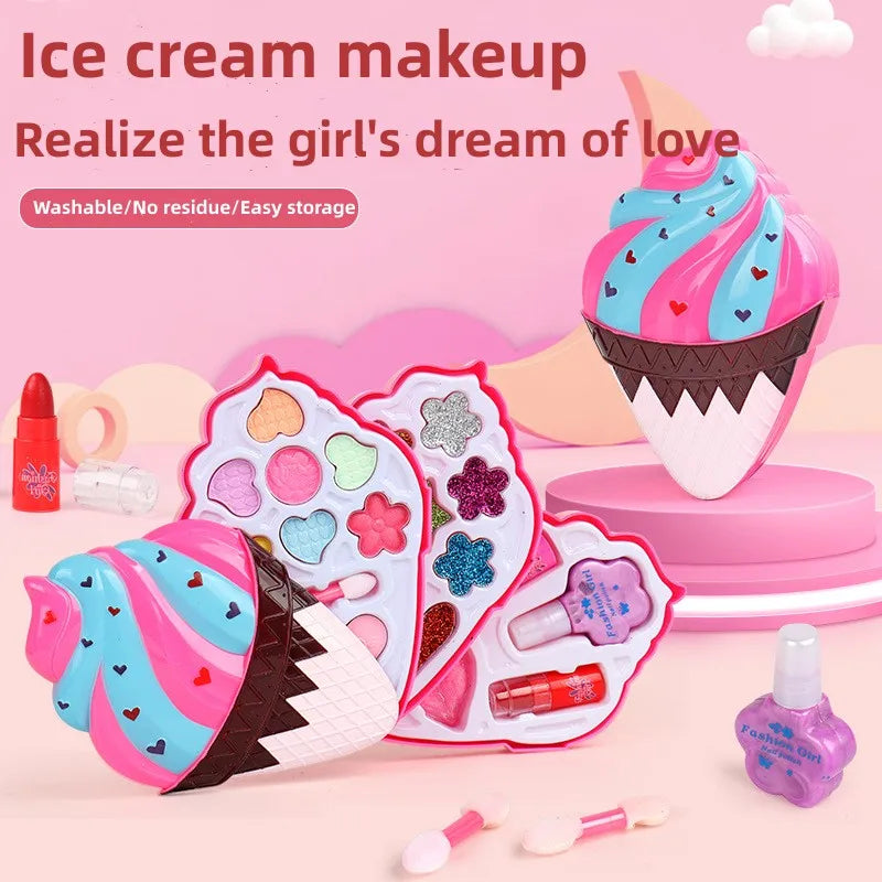 Girl Ice Cream Cosmetics Princess Cosmetics Box Ice Cream Box Lipstick Children's Toys Children's Games Baby Cosmetics Set