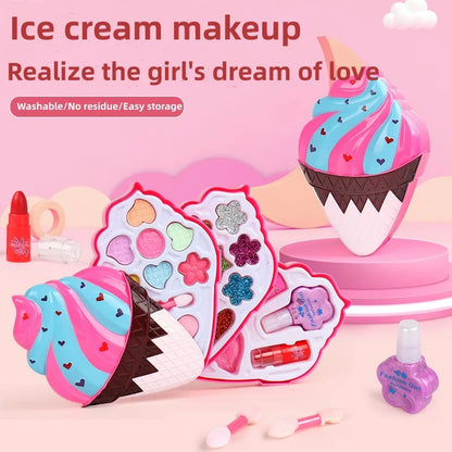 Girl Ice Cream Cosmetics Princess Cosmetics Box Ice Cream Box Lipstick Children's Toys Children's Games Baby Cosmetics Set