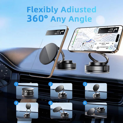 Universal 360° Rotating Magnetic Car Phone Mount - Dashboard & Windshield Compatible Holder for iPhone Android Smartphones