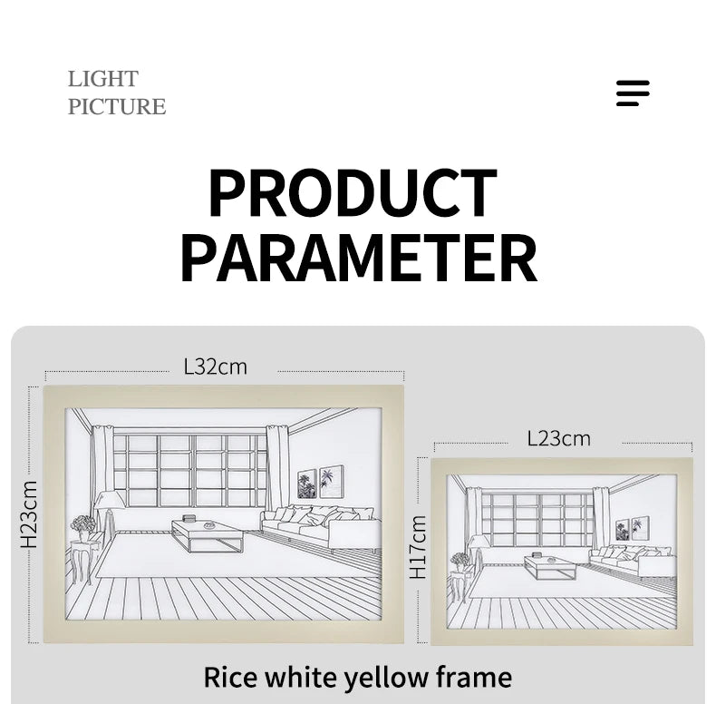 Beautiful LED Light Painting Indoor Sunlight Window Wooden Photo Light Dimming Wall Artwork Table Lamp Home Decor Night Lamp