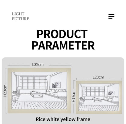 Beautiful LED Light Painting Indoor Sunlight Window Wooden Photo Light Dimming Wall Artwork Table Lamp Home Decor Night Lamp