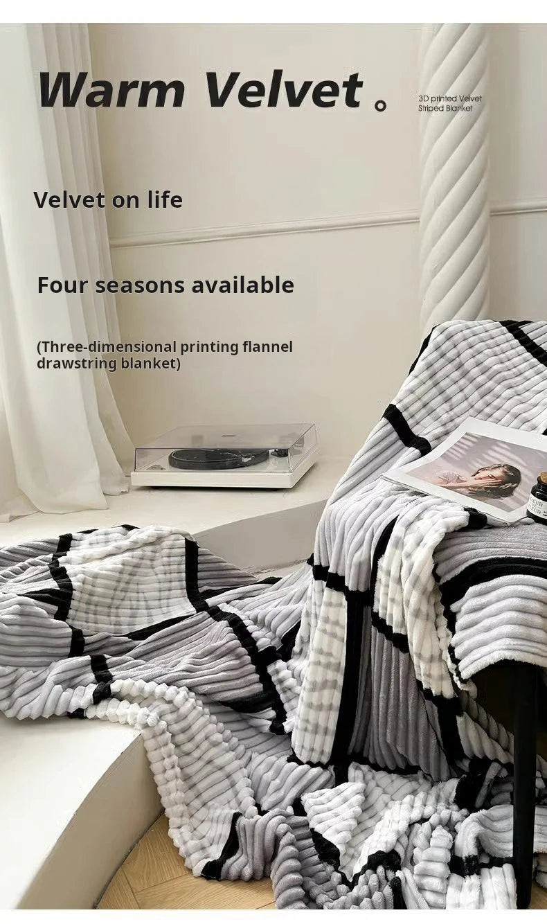 Lightweight Luxurious Warm Sleeping Plaid Milk Down Thin Blanket Multi Color Spring Summer Suitable For Sofas Bedrooms Blankets