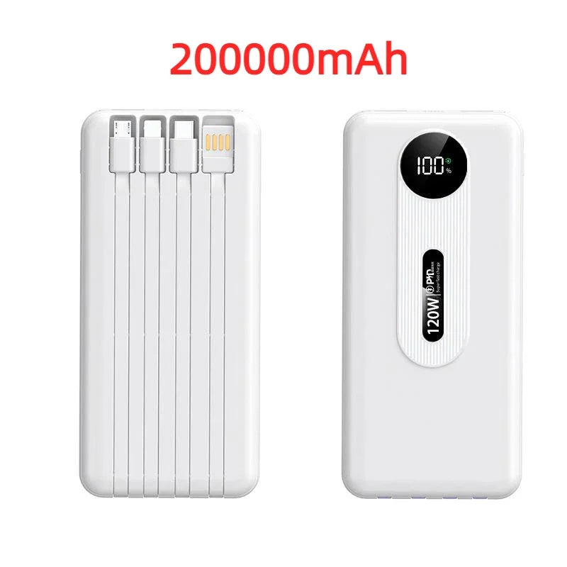 200000mAh 120W Mobile Power Bank Ultra Fast Charging Digital Display Battery Large Capacity Suitable For iPhone Huawei Xiaomi