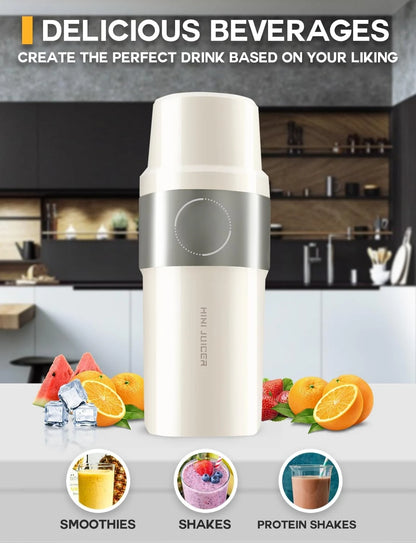 Vacuum Insulated Blender for Fruits and Vegetables - Rechargeable Portable Blenders with Stainless Steel Blade