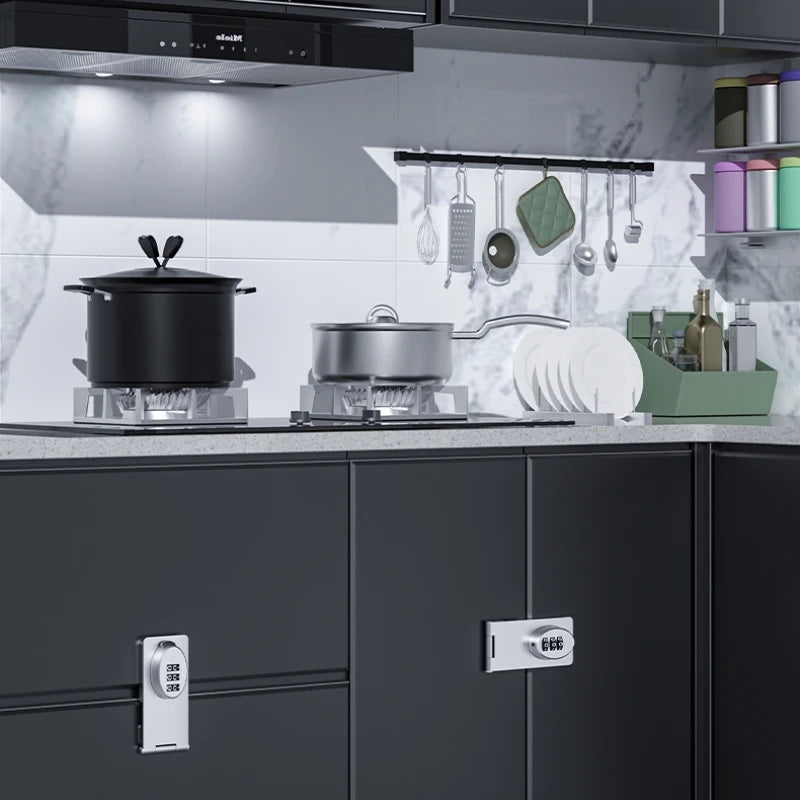 Mechanical Password Locks Door Security Slide Latch Lock for Small Doors Cabinets Barn Door Bathroom Outdoor Garage Garden