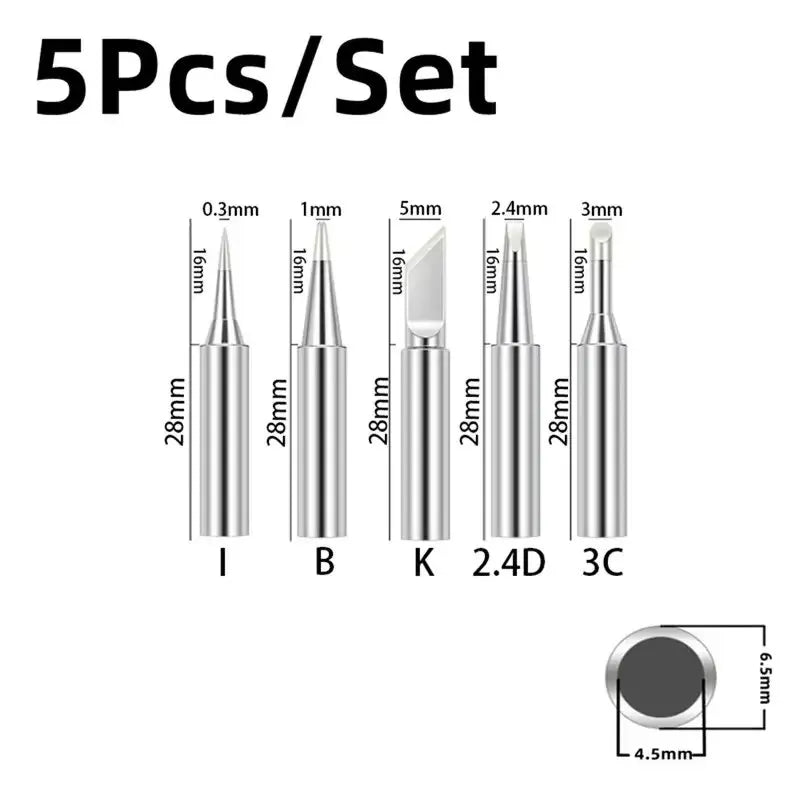 5pcs Soldering Iron 900M Soldering Iron Head Set Inside Hot Bare Copper Electric Soldering Iron Tip