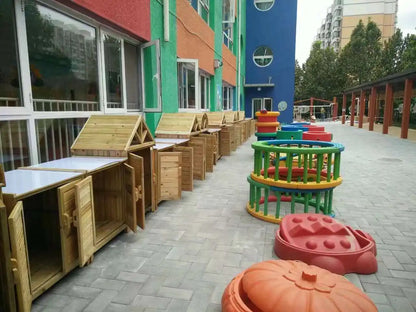 2TOE kindergarten outdoor preservative wood storage cabinet locker waterproof mildew-proof carbonized wood cabinet school wooden