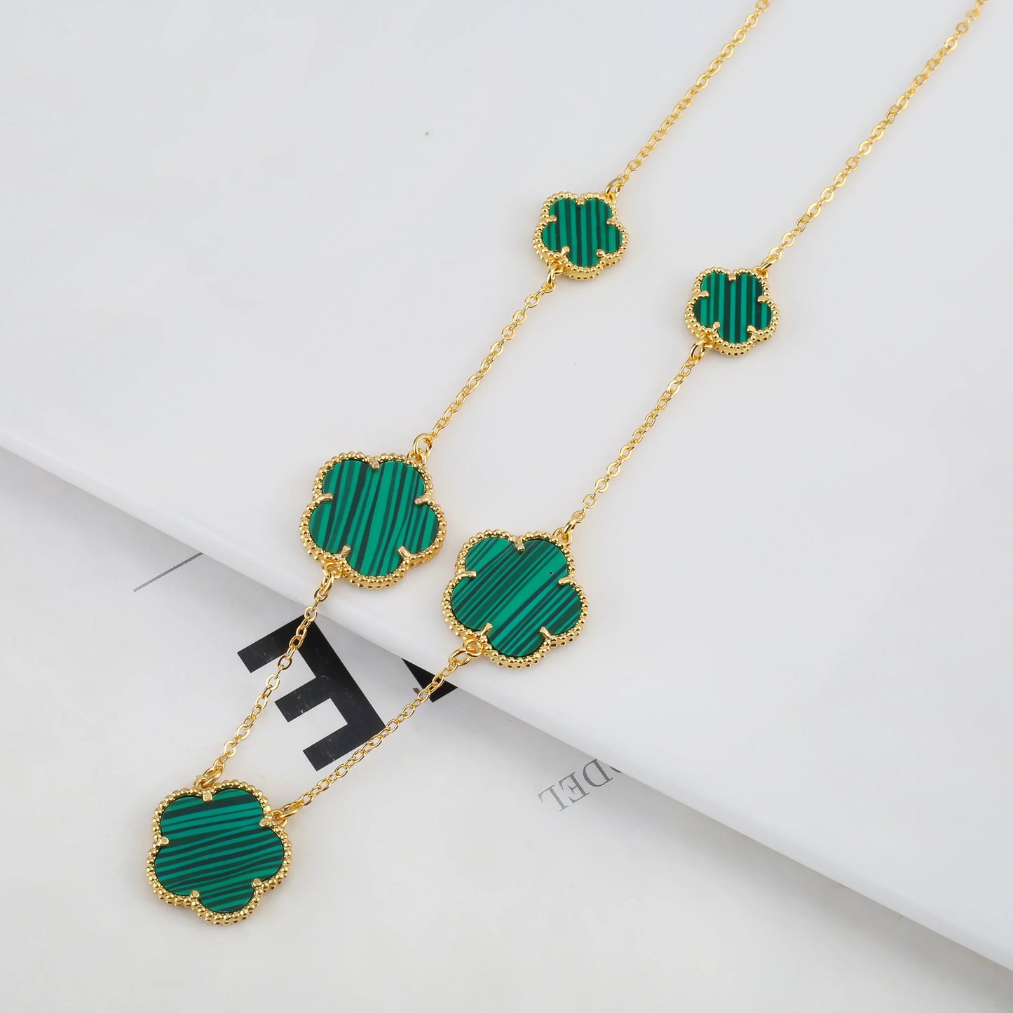 Irregular New Double Sided Natural Stone Shell Plant Five Leaf Flower Jewelry Set Necklace Earrings Women's High Quality Clover