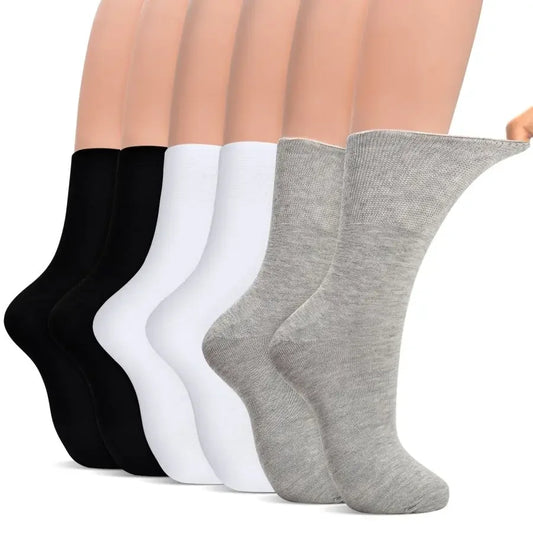 Diabetic Socks For Men Cushioned Sole Crew Loose Fit Non-Binding Socks Women ,6 Pairs