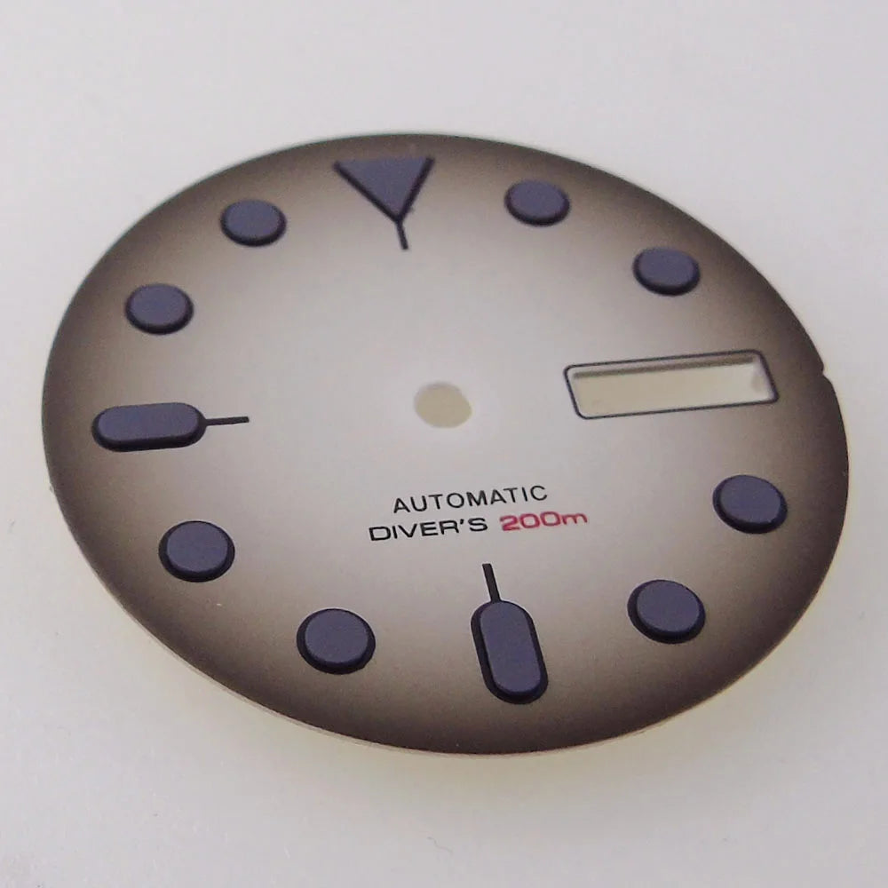 NH36 Watch Dial 29mm Weekday Date Orange/white/black Dial Face Plate Green Lume for Diver Watch Hand Set