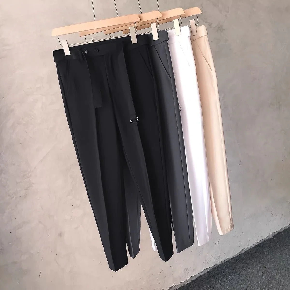 Draped Office Trousers For Men Fluid White Man Suits Pants Work Summer 2024 Chinese Homme Clothing Premium Stylish Formal