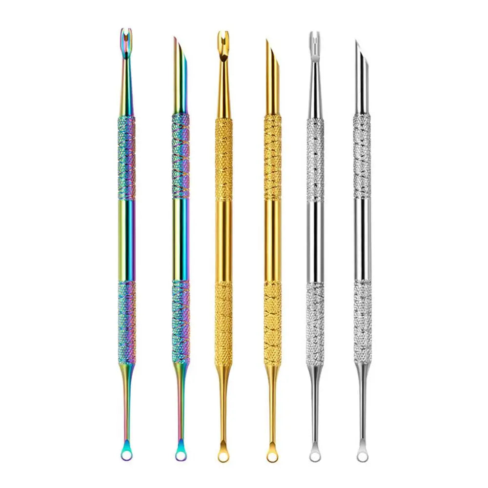 Pedicure Tool Double-Headed Nail Cuticle Pusher Polish Scraper Hook Type Dead Skin Remover Nail Care Stainless Steel