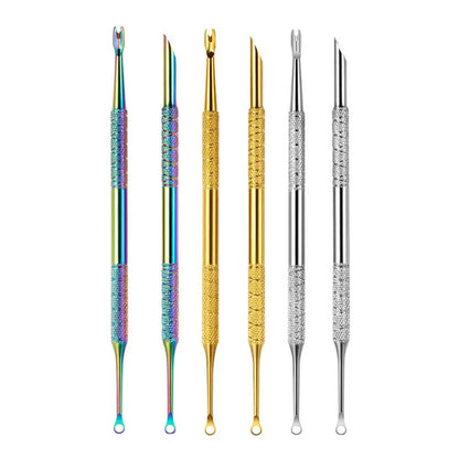 Pedicure Tool Double-Headed Nail Cuticle Pusher Polish Scraper Hook Type Dead Skin Remover Nail Care Stainless Steel