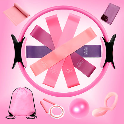 12 Pcs Pilates Loop Yoga Set, Including Yoga Ball, Tension Belt, Yoga Ring and Other Yoga Equipment, Yoga Accessories Set