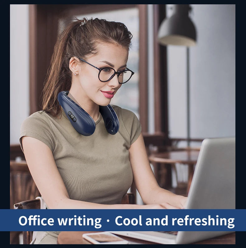 New Wearable Neck Fan Hanging Neck Fan Rechargeable Semiconductor Cooling Bladeless Fan Outdoor Personal Fan Wearable Cooler