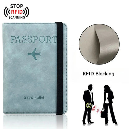 RFID Blocking Passport Holder Cover Wallet Case Travel Leather Wallet for Men Women Multi-Function ID Bank Card Case Accessories