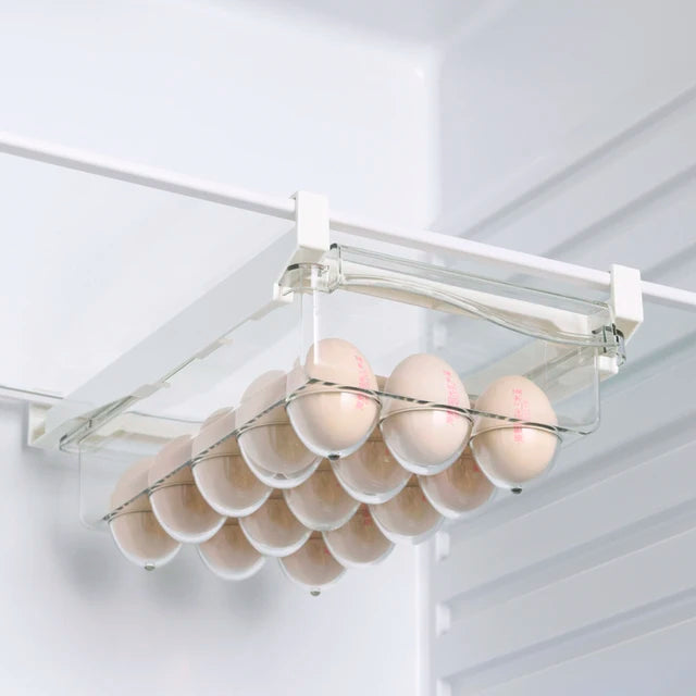Kitchen Fruit Food Egg Storage Box Fridge Organizer Slide Under Shelf Drawer Box Rack Holder Refrigerator Crisper Keeping Flash