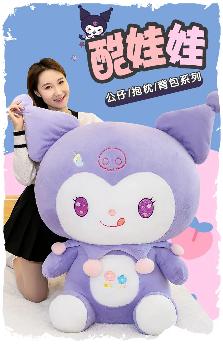 Big Size Dolls Kuromi Cartoon Anime Plush Stuffed Doll Room Decoration Peluche Pillow Kawaii Plushies Ornaments Gift