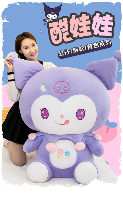 Big Size Dolls Kuromi Cartoon Anime Plush Stuffed Doll Room Decoration Peluche Pillow Kawaii Plushies Ornaments Gift