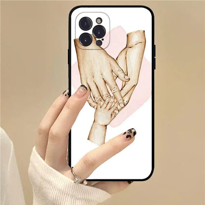 Baby Mom daughter Son Dad Hand Phone Case For iPhone 15 14 13 12 Mini 11 Pro XS Max X XR SE 6 7 8 Plus Soft Silicone Cover