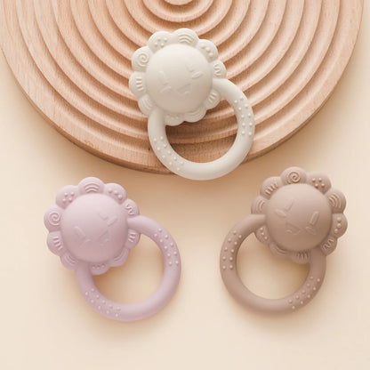 Baby Toys Silicone Teether Food Grade Rattle Toys Baby 0-12 Months Sensory Toys Silicone Lion Hand Bell Silicone Teething Rattle