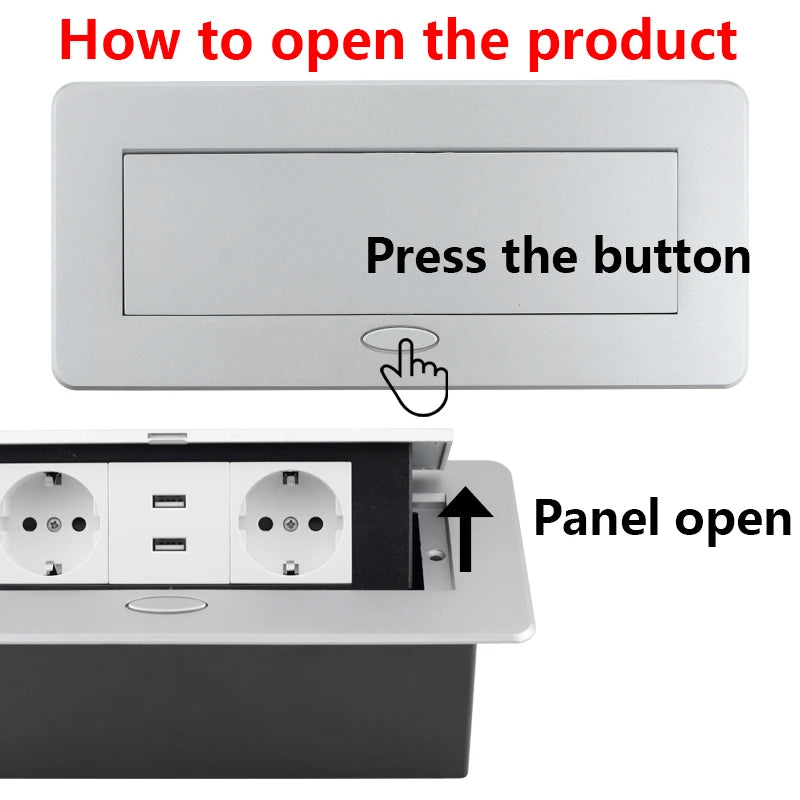 Hidden Desktop Pop-Up Socket DIY Multifunctional USB Type-C Outlet For Meeting Room Office Electrical Switch Countertops Plug