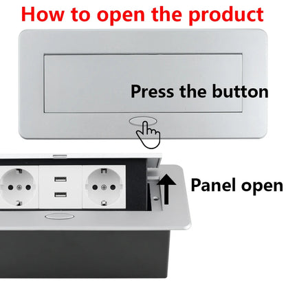 Hidden Desktop Pop-Up Socket DIY Multifunctional USB Type-C Outlet For Meeting Room Office Electrical Switch Countertops Plug