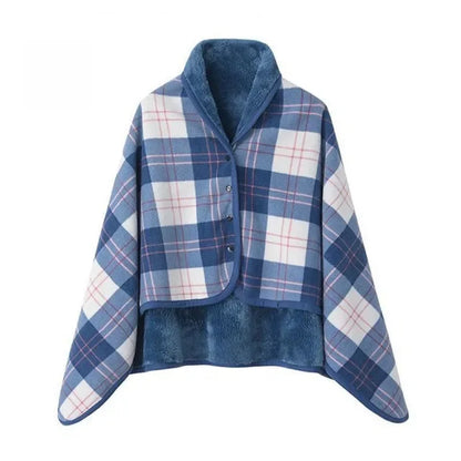 Thick Plaid Blanket Warm Winter Wearable Blanket Adults Office Travel Soft Fleece Throw Blankets With Button Home Shawl