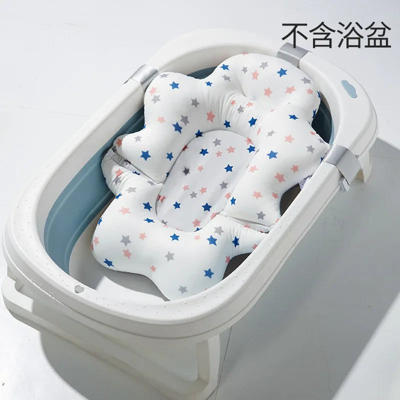Baby Bath Seat Support Mat Newborn bath Tub Seat Baby Bath Tub Nonslip Pad Safety Bath Support Soft Cushion Mat Pillow 54x41cm