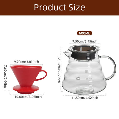 Coffee Pot Set Sharing Pot Coffee Filter Cup Hand Brew Coffee Set Reusable Coffee Utensils Coffee Servers Accessories