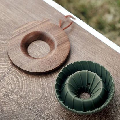 1-2 People Hand Brewing Coffee Coffee Filter Cup Outdoor Hand Brewing Filter Cup Set Silicone Foldable Filter Cup with Base