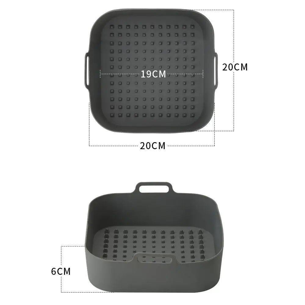 Silicone Air Fryer Baking Pan Square Reusable High Temperature Resistant Silicone Liner Insulation Mat Oven Baking