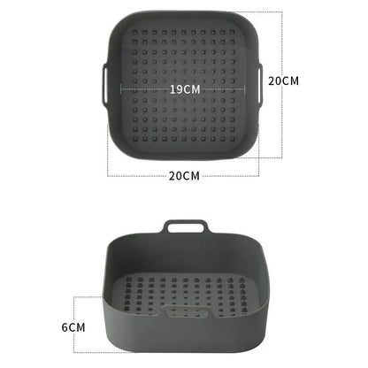 Silicone Air Fryer Baking Pan Square Reusable High Temperature Resistant Silicone Liner Insulation Mat Oven Baking