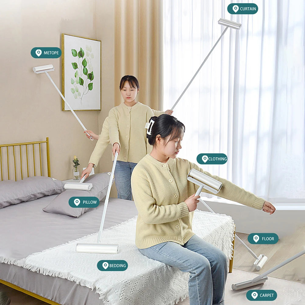 Clothes Bed Lint Remover Tool Large Cleaning Lint Roller With Long Handle For Car Seats Removes lint From Clothes