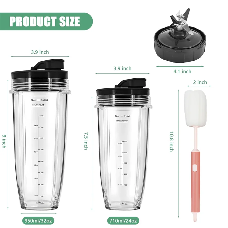 【Today Only@】Ninja Blender Cups Replacement Lender Cups Replacement Compatible For Nutri Ninja Blenders Ninja Blender Accessorie