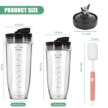【Today Only@】Ninja Blender Cups Replacement Lender Cups Replacement Compatible For Nutri Ninja Blenders Ninja Blender Accessorie