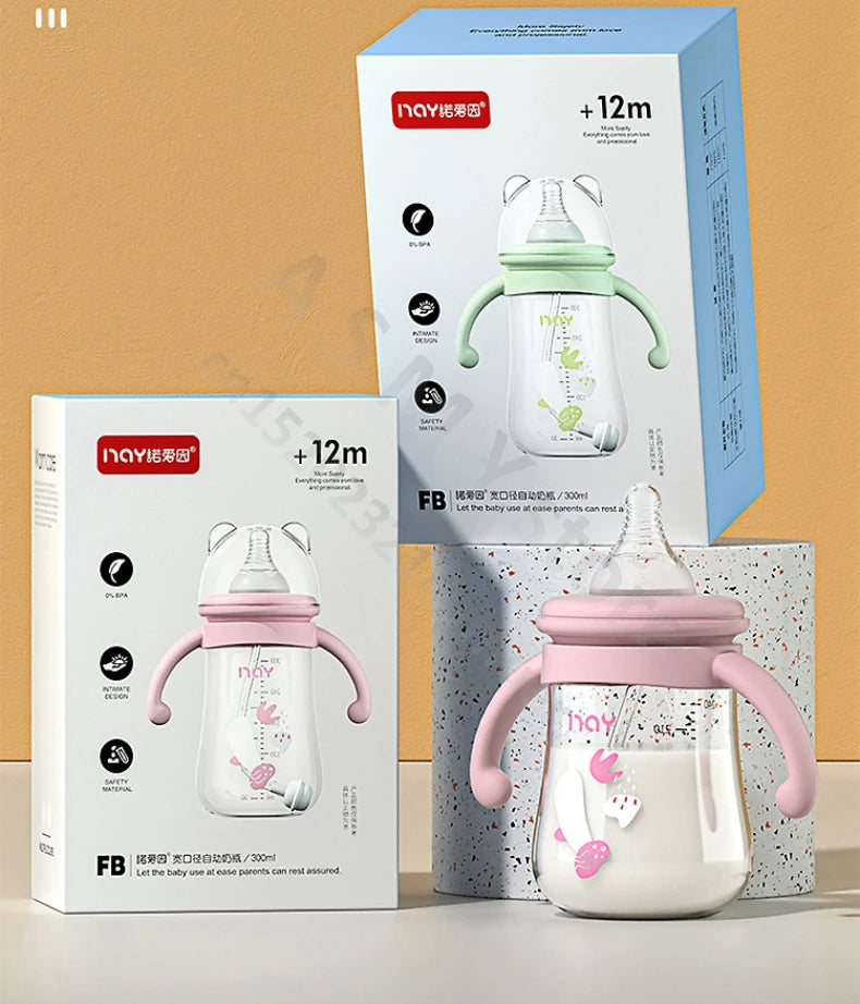 Newborn bottle/Big baby bottle/Handle anti bloating and anti falling baby bottle/Used by babies over 6 months old