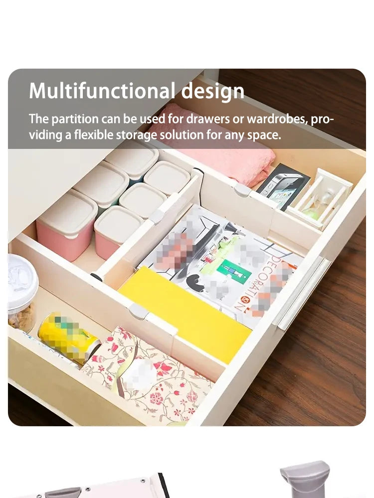 T Drawer Divider Adjustable Home Organization Dividers White Plastic Partition Holder Creative Retractable Drawer Dividers