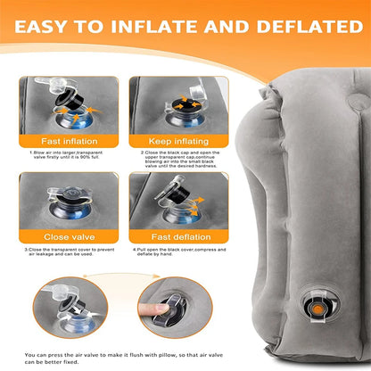 New Pattern Inflatable Travel Pillow Portable Chin Support Neck Pillow for Airplane Car Bus Train Office Nap Rest Support Pillow