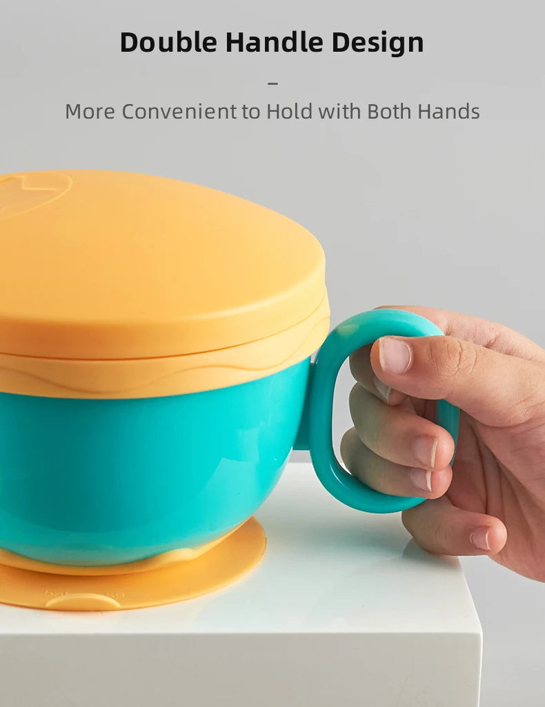 Children Tableware Baby Plastic Snack Bowl High Suction Double Handle Snack Cup Snacks Storage Box Kids Feeding Bowl