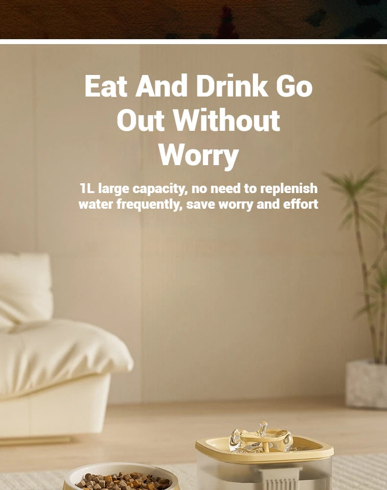 Fountain for Cats Auto Pet Fountain Filter Electric Mute Cat Drinker Bowl Pet Feeder 2in1 Recirculate Drinker Cat Water Fountain