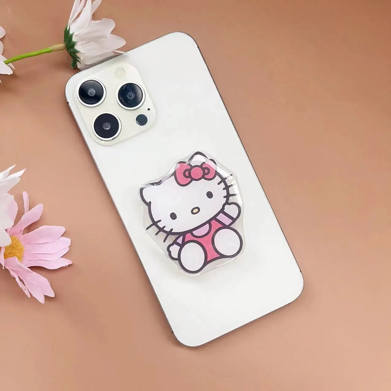 Sanrio Hello Kitty Phone Socket Holder Kawaii Anime Finger Grip Bracket For Iphones Desktop Holder Back Sticker Gift