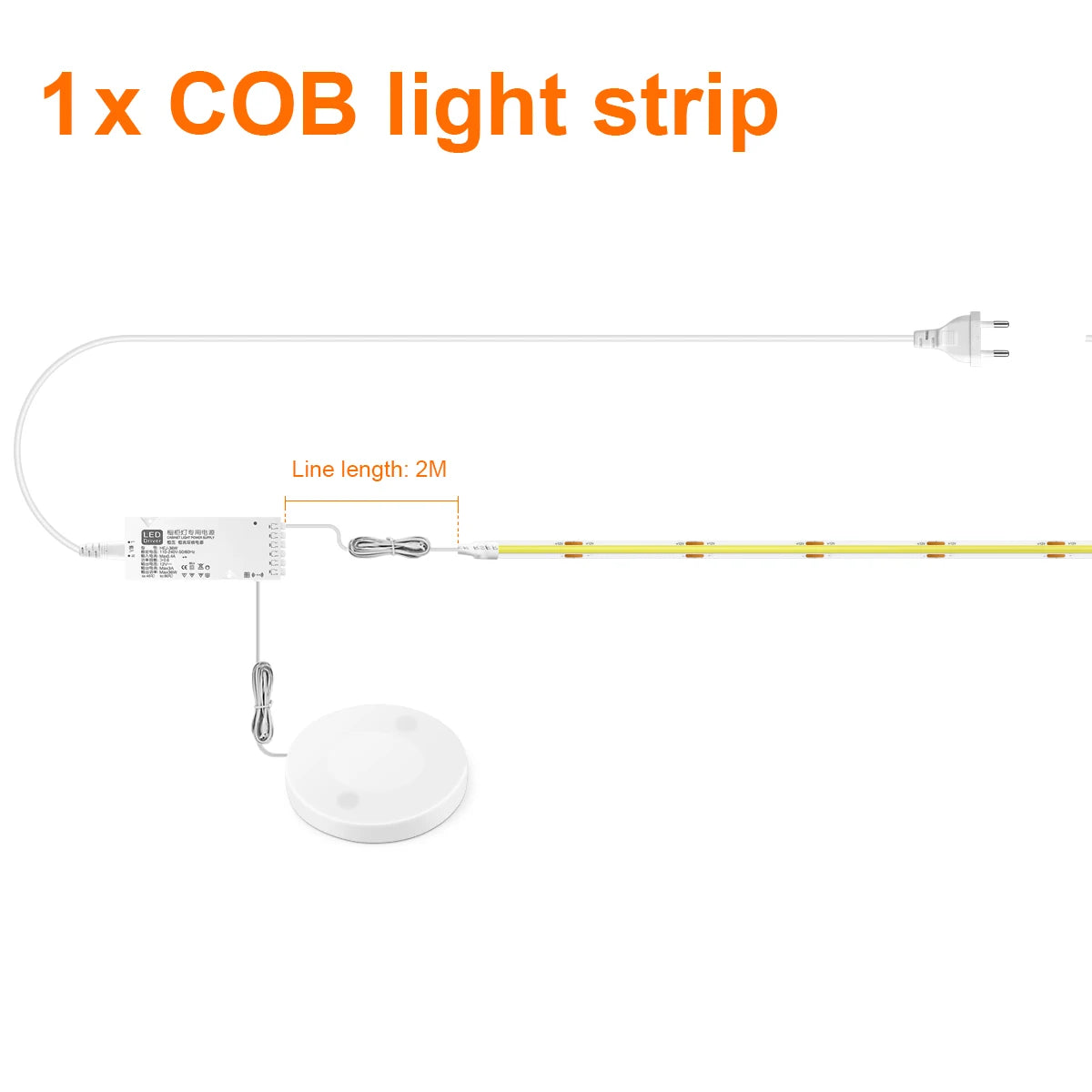 COB LED Strip Light Under Cabinet Collection Display Bookcase Wardrobe Closet Lamp Tape Penetrable Wood Dimmable Touch Sensor