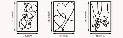 Metal Minimalist Line Wall Art - Valentine's Day Lover Kiss Hand Design, Aesthetic Modern Home Décor, Stylish Hanging Art
