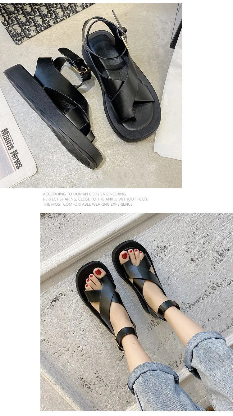 HOT Women's Sandals 2022 Summer Solid Color Comfortable Female Beach Shoes Chunky Sandals For Woman Non-Slip Shoe
